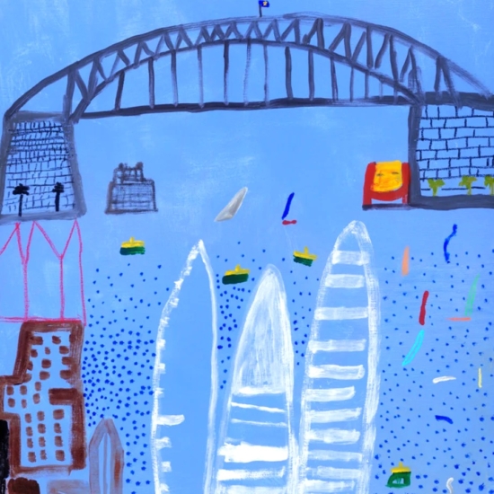 ケン・ドーンの絵画作品　タイトルは、Sydney new flag